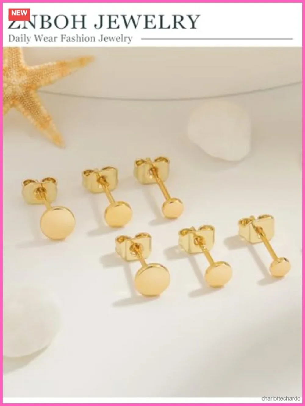 14k Gold Plated Hypoallergenic 925 Sterling Silver Stud Earrings Set Multi